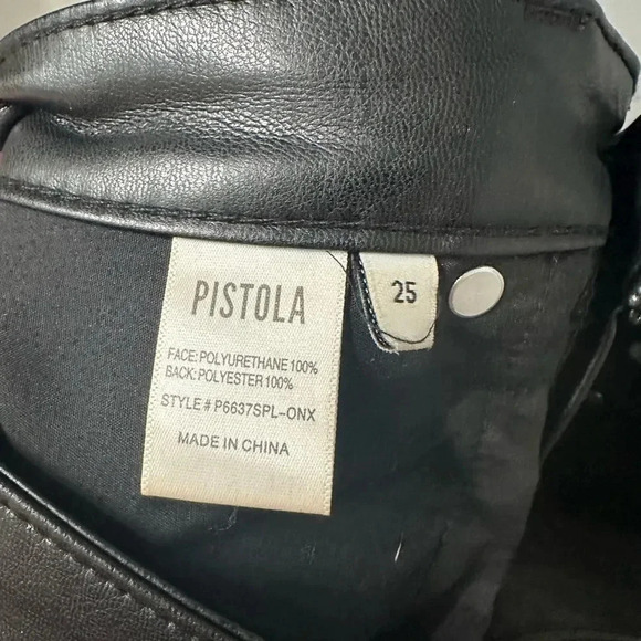 PISTOLA Faux Leather Pants Aline High Rise Skinny in Onyx Size 25 - Picture 7 of 7